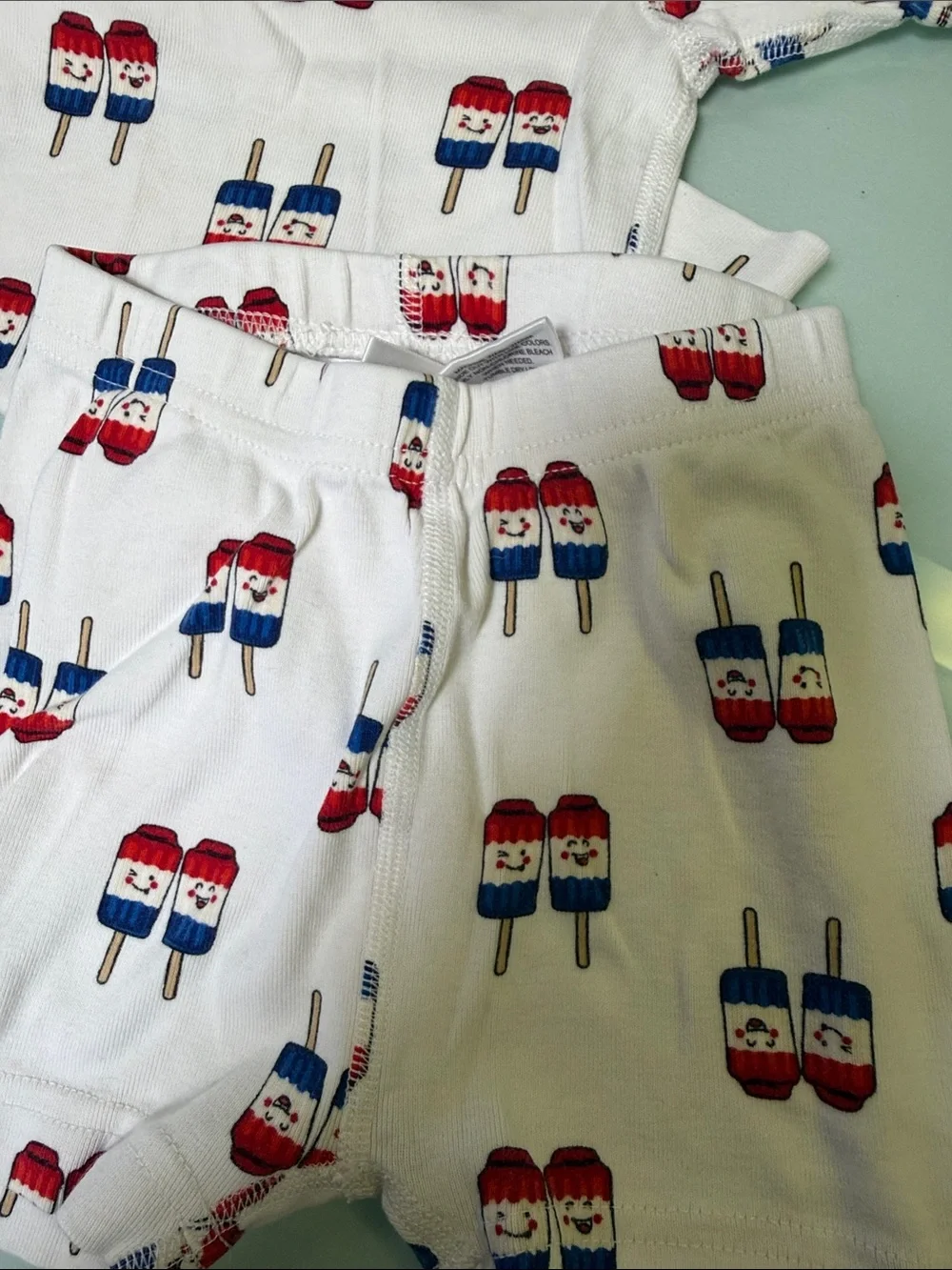 Hanna Andersson White Pajama Set with Red & Blue Popsicle Print